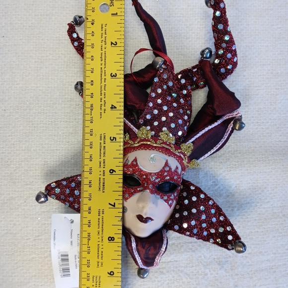 Harlequin Hand Painted Wall Mask Decor. Porcelain Venetian Carnaval Mask. - Picture 3 of 7